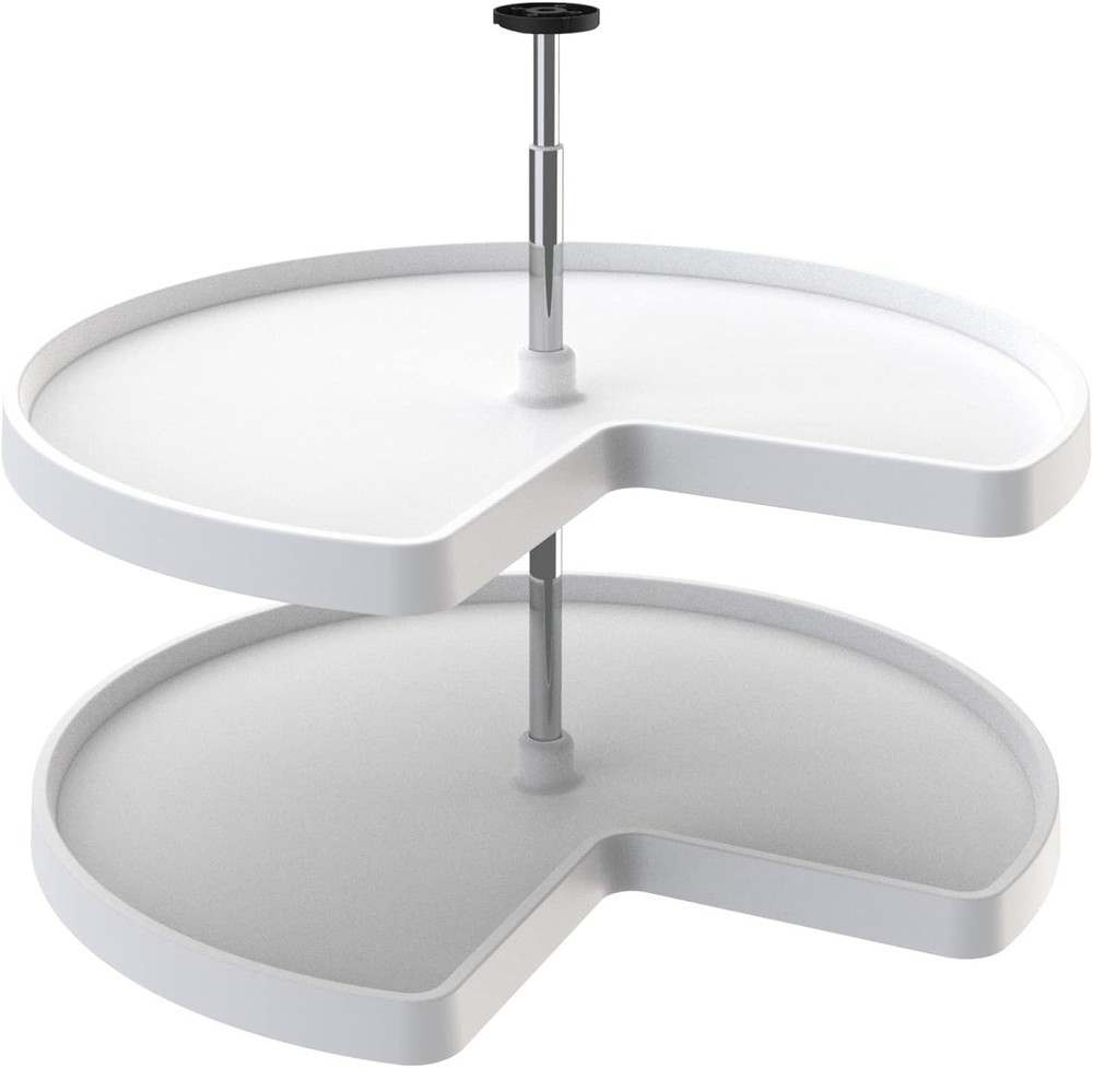 Rev-A-Shelf 32'' Lazy Susan Kidney Polymer 2-Shelf, White, 3472-32-11-52