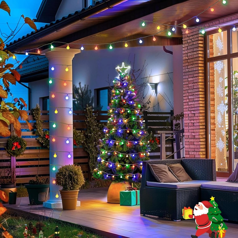 2 Pack Outdoor Solar Globe String Light 8 Modes Yard Landscape 66FT 200LED