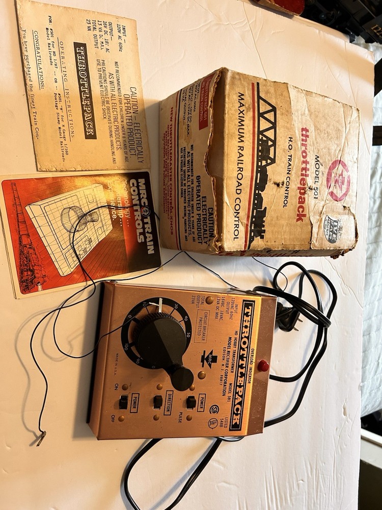 Vintage MRC Throttlepack #501 HO Train Control Train Transformer Model Railroad