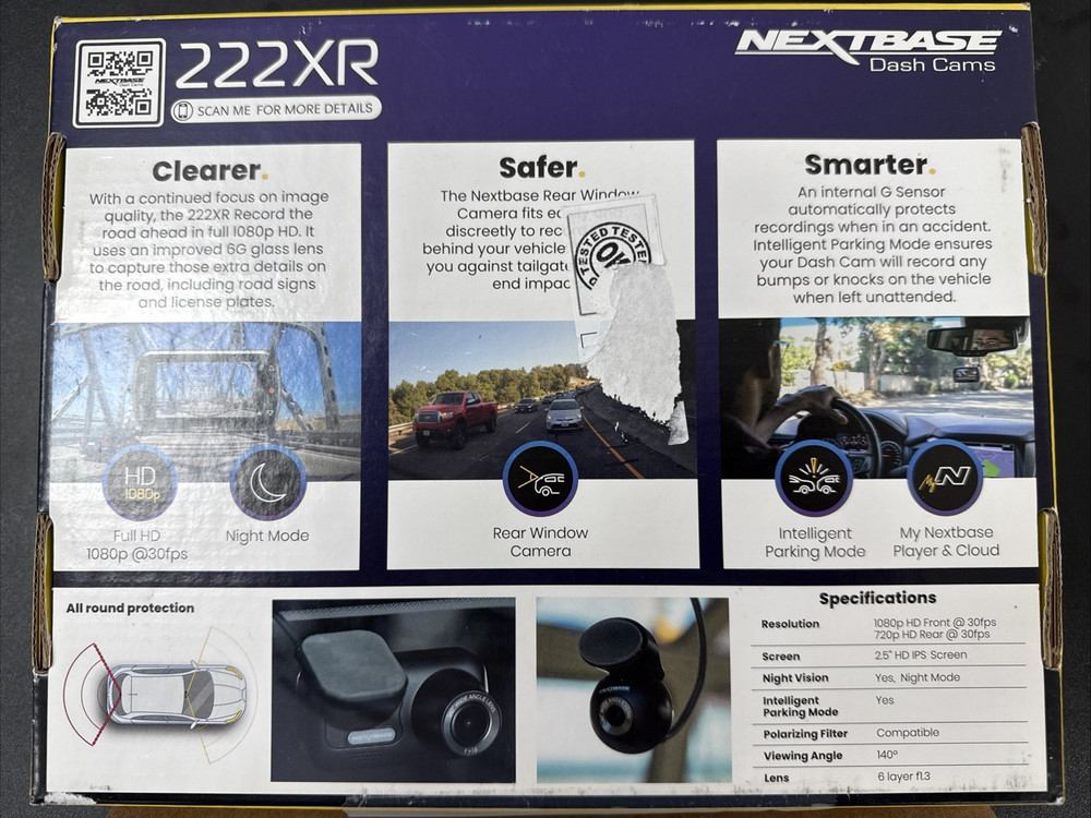 Nextbase 222XR Dash Camera + Rear Cam Bundle, Includes 32GB SD Card