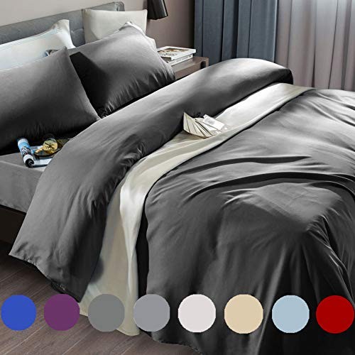 Bed Sheet Set Super Soft Microfiber 1800 Thread Count Luxury Queen Dark Grey