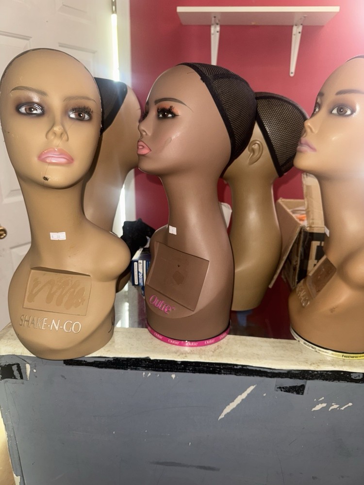 Wig Display Mannequin Female Plastic Beige Brown