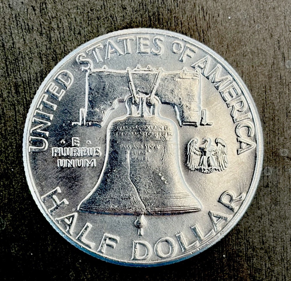 1963 Franklin Half Dollar. AU Condition as Pictured. 90% Silver.