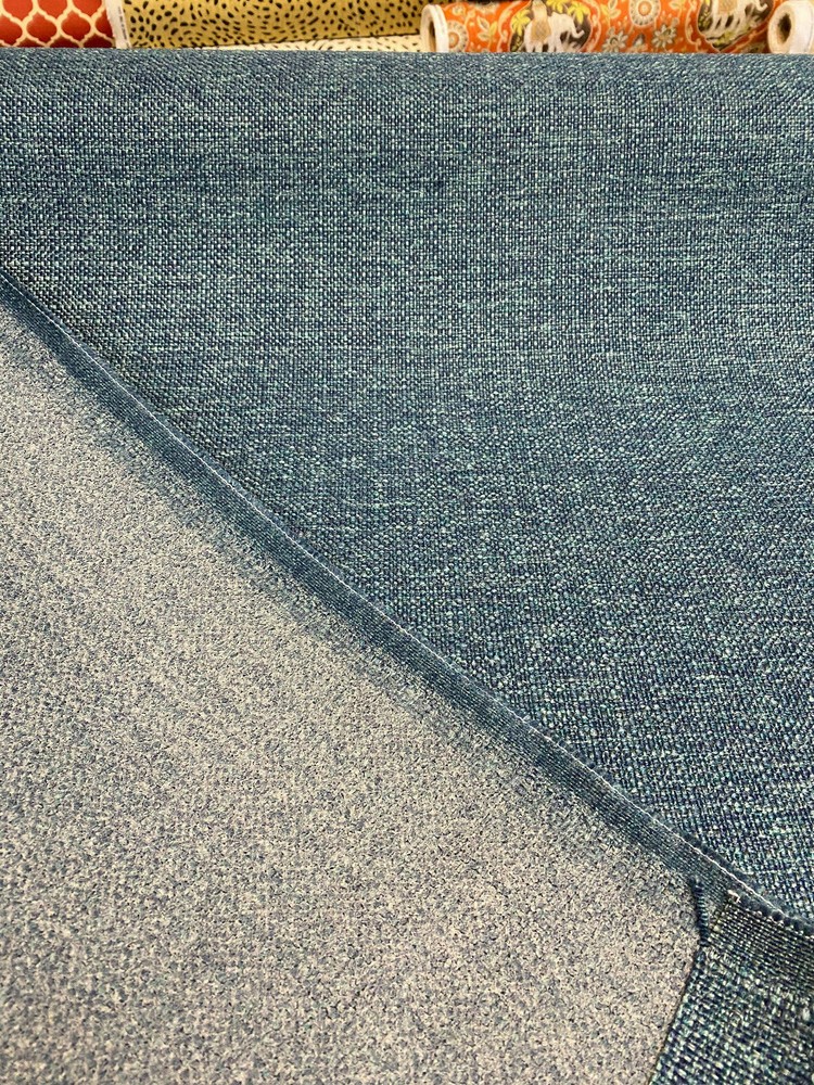 Chenille Performance Sampson Ocean Peacock Blue Upholstery Fabric by the yard