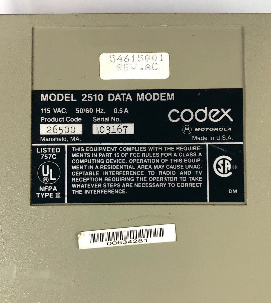 Motorola Codex Data Modem Model 2510 03167 USED