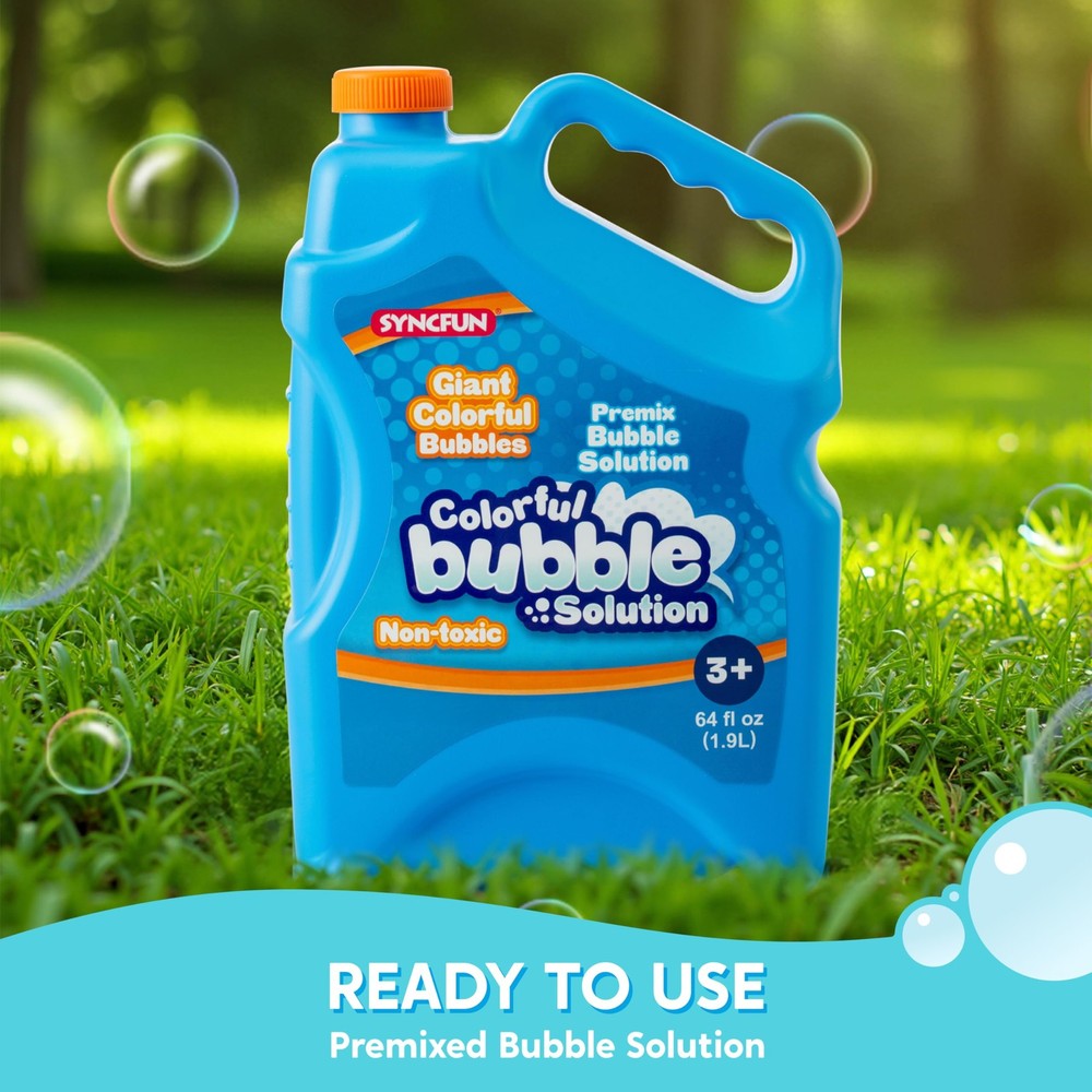 64 oz Premixed Bubble Solution, 1.9L Giant Pre-Mix Refill Solution for Bubble...