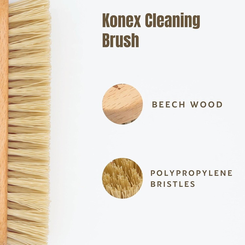 8" Multi-Purpose Scrubbing Brush with Wooden Handle - Tough & Efficient