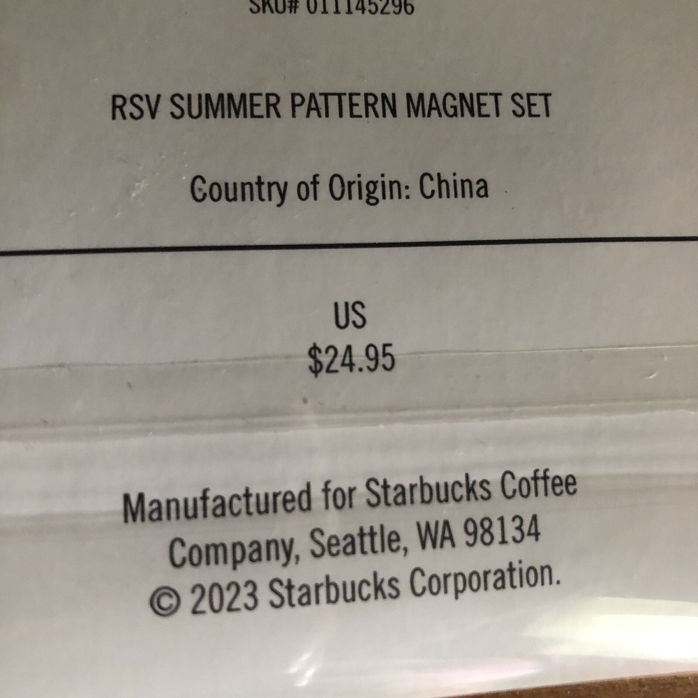 Starbucks Reserve Magnet Set RSV Summer Pattern New