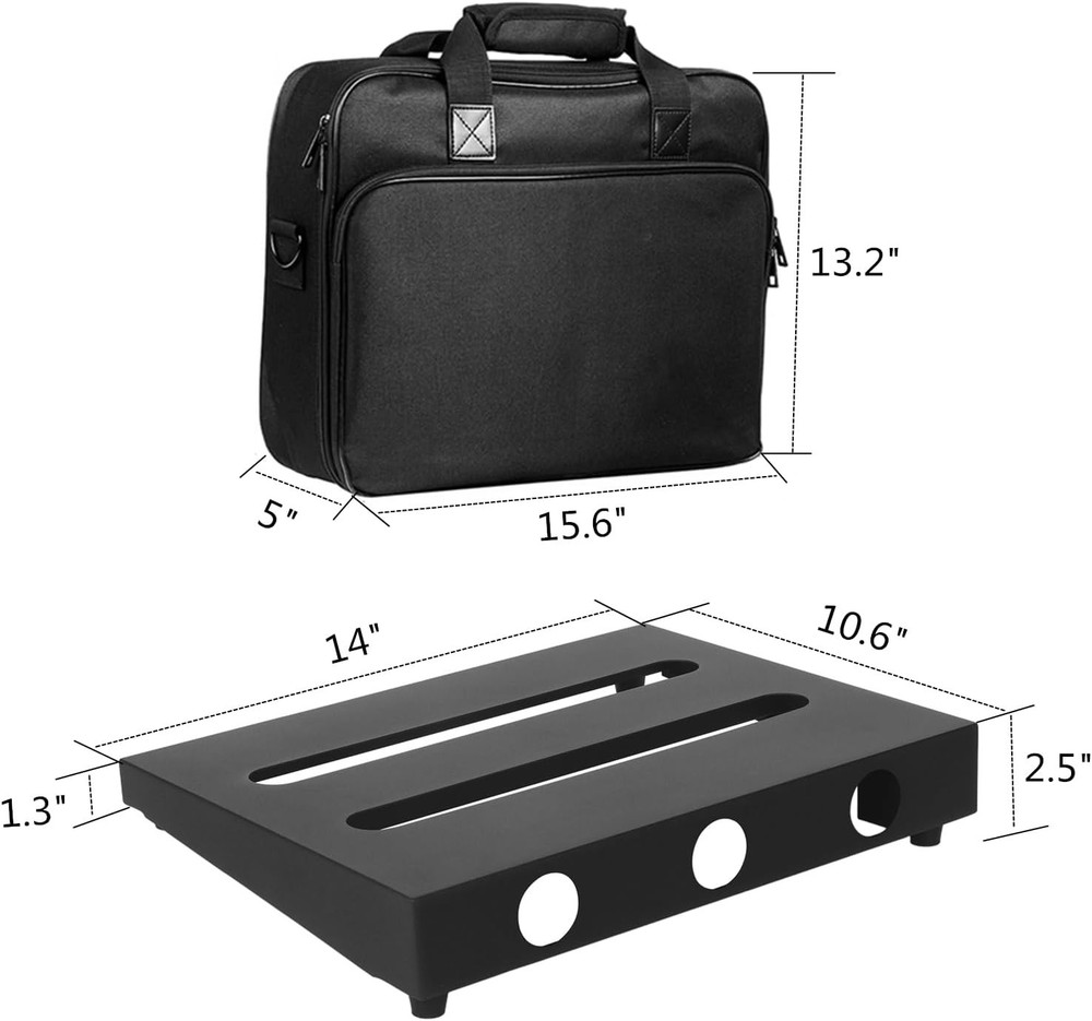 Compact 14" x 10.6" Guitar Pedal Board Bundle