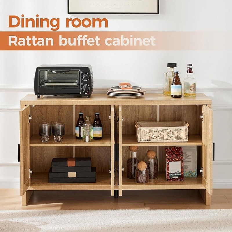 Large Kitchen Storage Cabinet Adjustable Shelves Sturdy Buffet Console Table New
