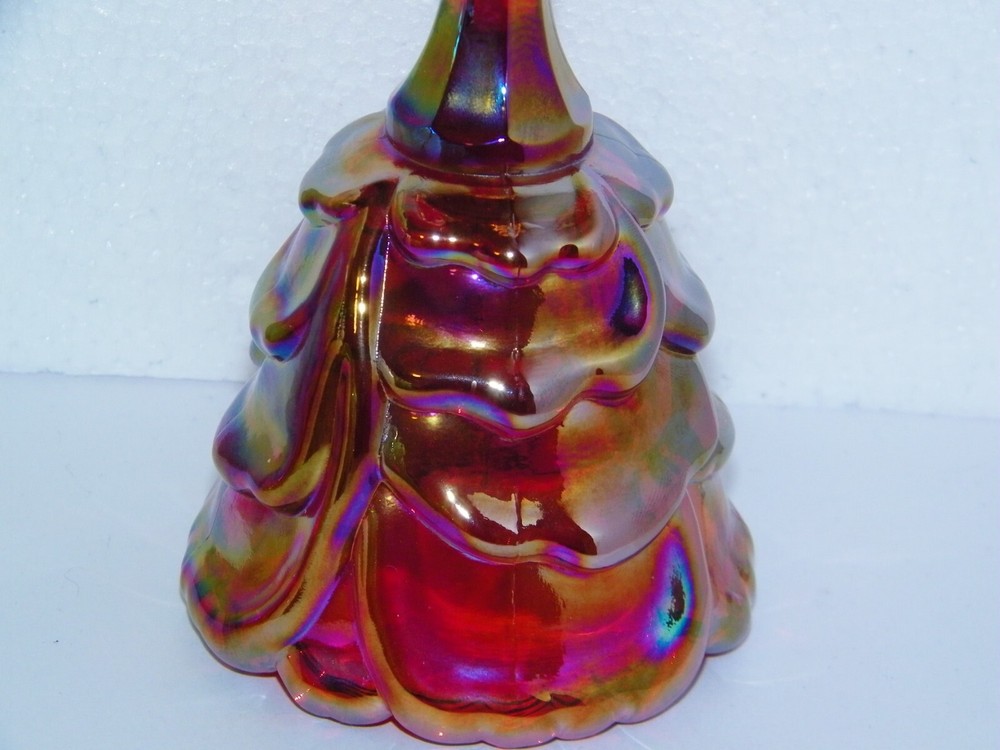 Fenton Draped Bell Ruby Red Amberina Yellow Butterfly Finial
