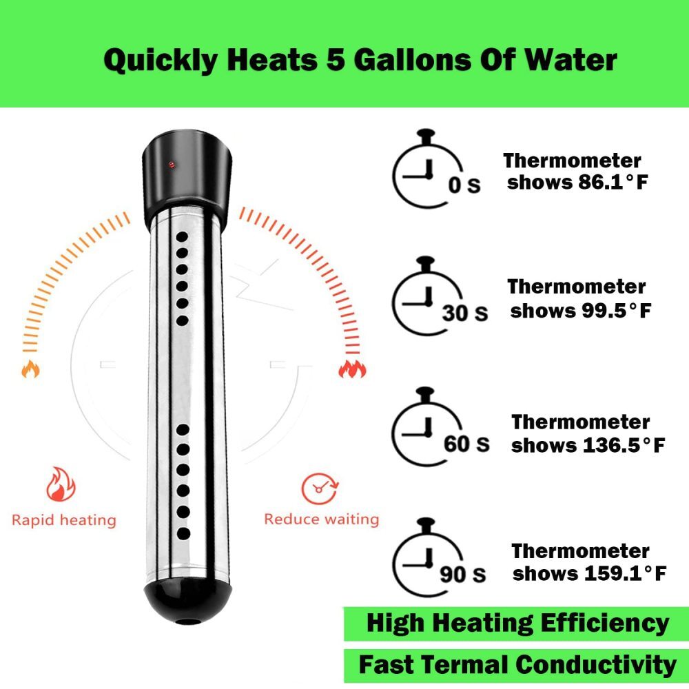 1500W Electric Immersion Water Heater Bucket Heater Anti Scalding for Shower USA