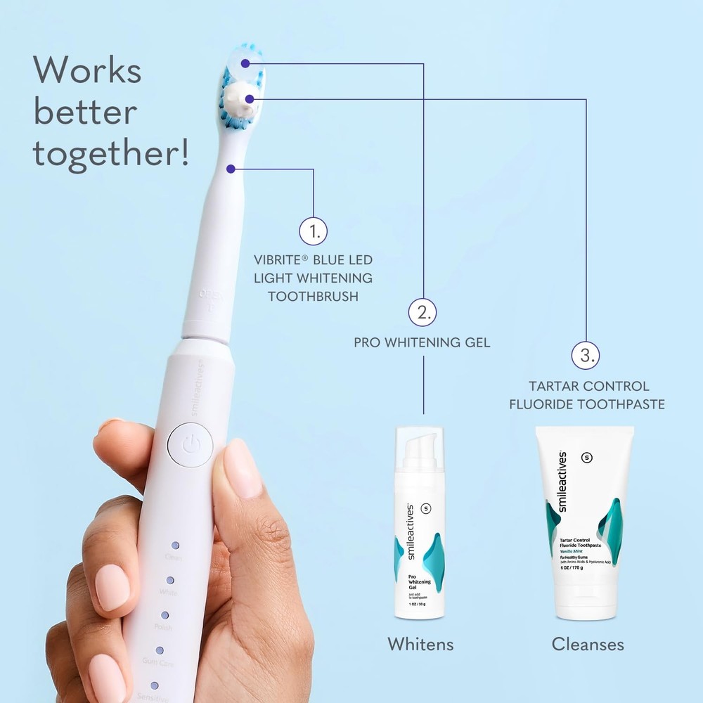 Blue Light Toothbrush Head Replacement 3-Pack for Smile Actives Medium, White