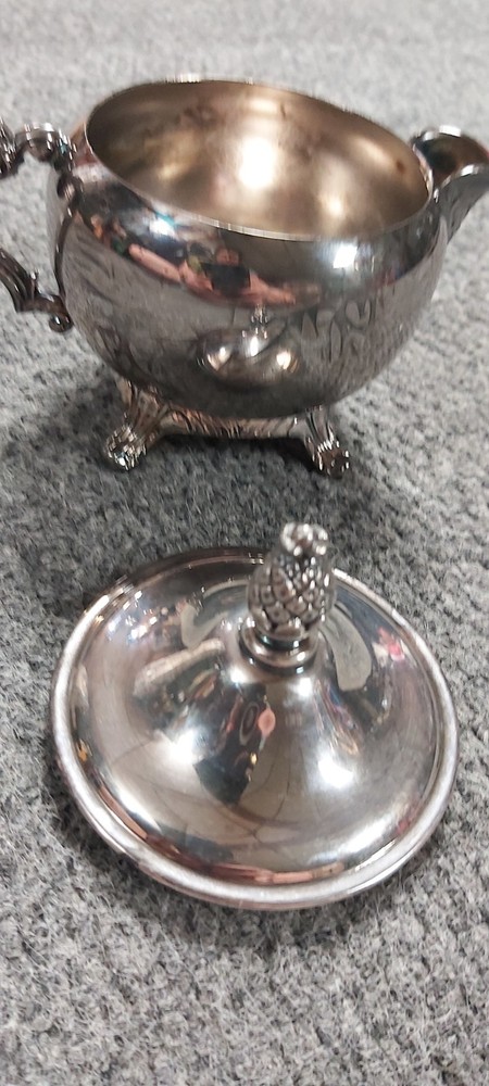 International Silver Co Pineapple Pattern Silver Creamer W/ Lid