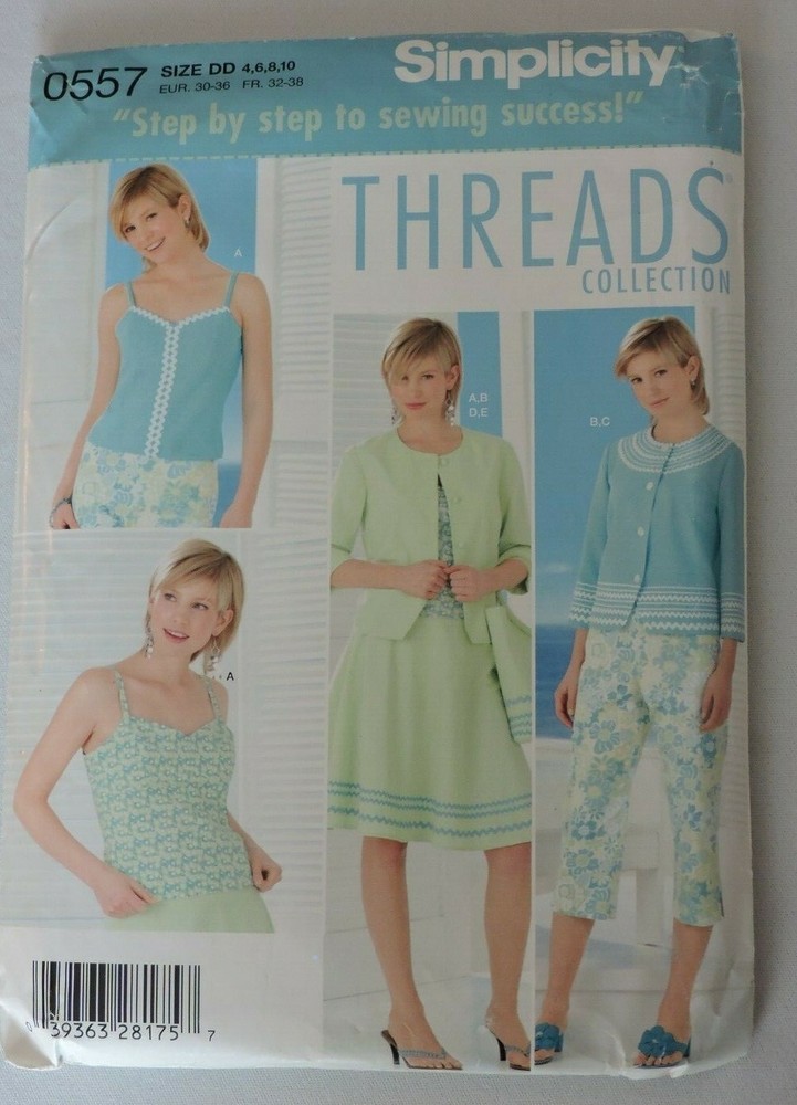 Simplicity Sewing Pattern 0557 Threads Collection Top Jacket Skirt Capris Pants