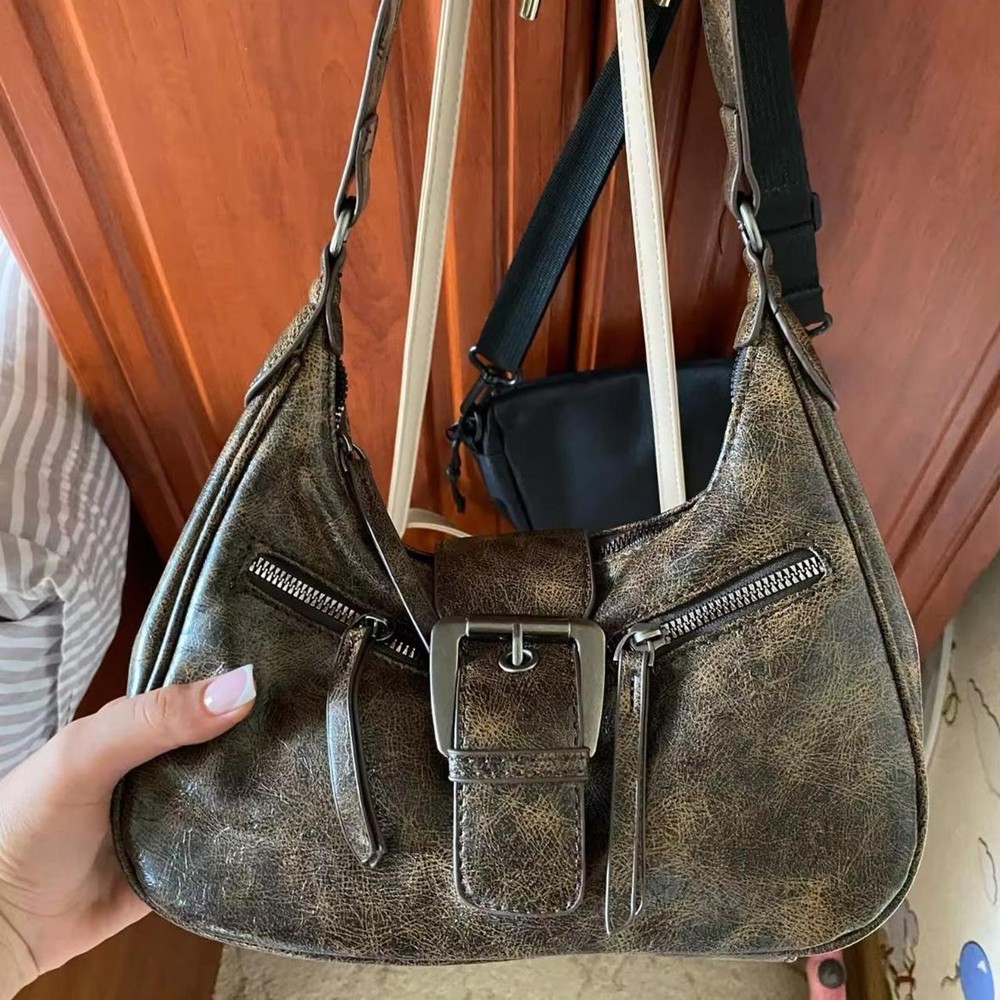 Brown leather shoulder bag