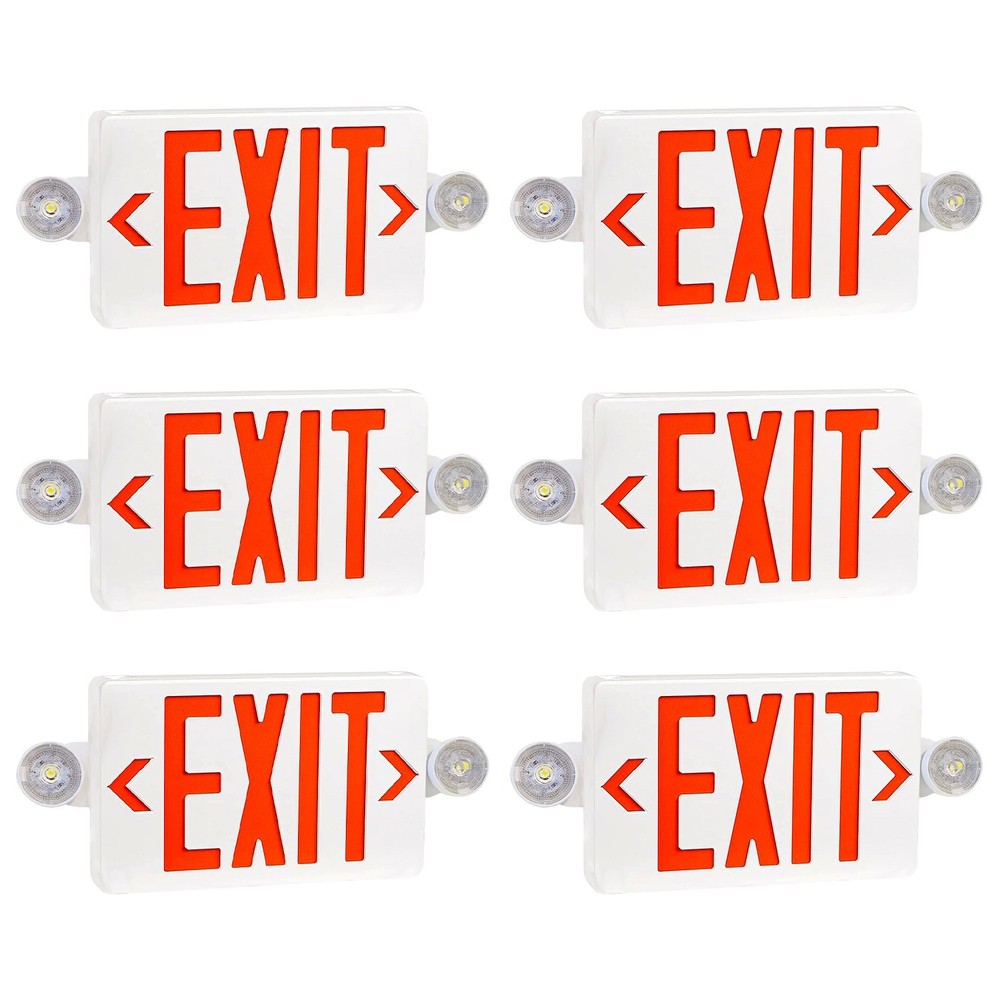 6Pack Red LED Exit Sign,UL-Listed Emergency Light -Dual Lamp ABS Fire Resistance