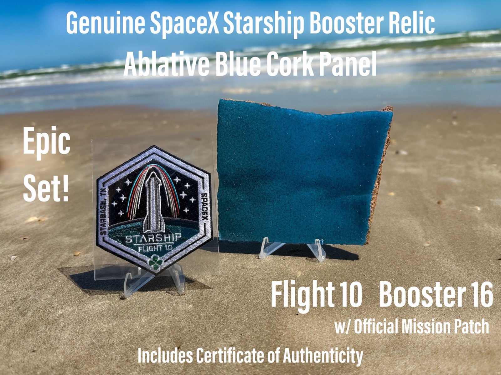 SpaceX Starship Flight 10 Super Heavy Booster Blue Ablative Relic Cork & Patch