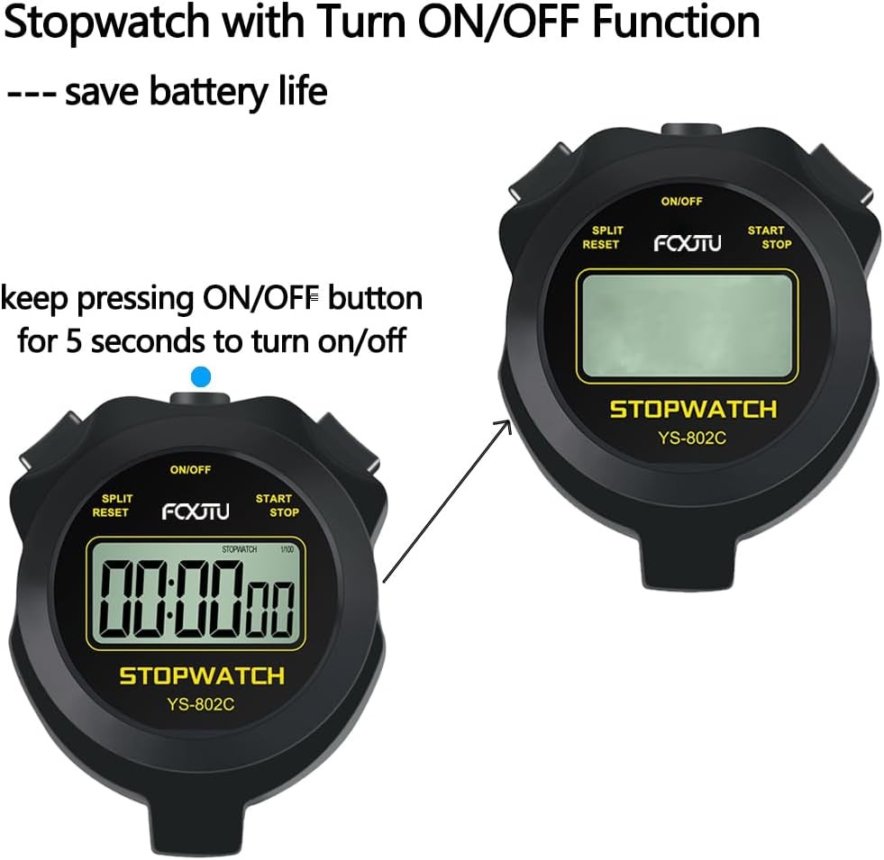FCXJTU Digital Simple Stopwatch Timer, No Bells, Alarm, Basic Blue