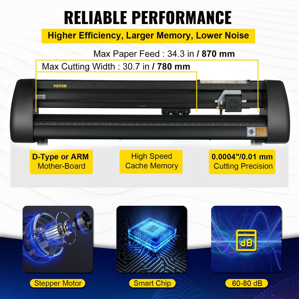 VEVOR 34" Vinyl Plotter Cutting Machine Kit w/Sign Software 3 Blade LCD Screen