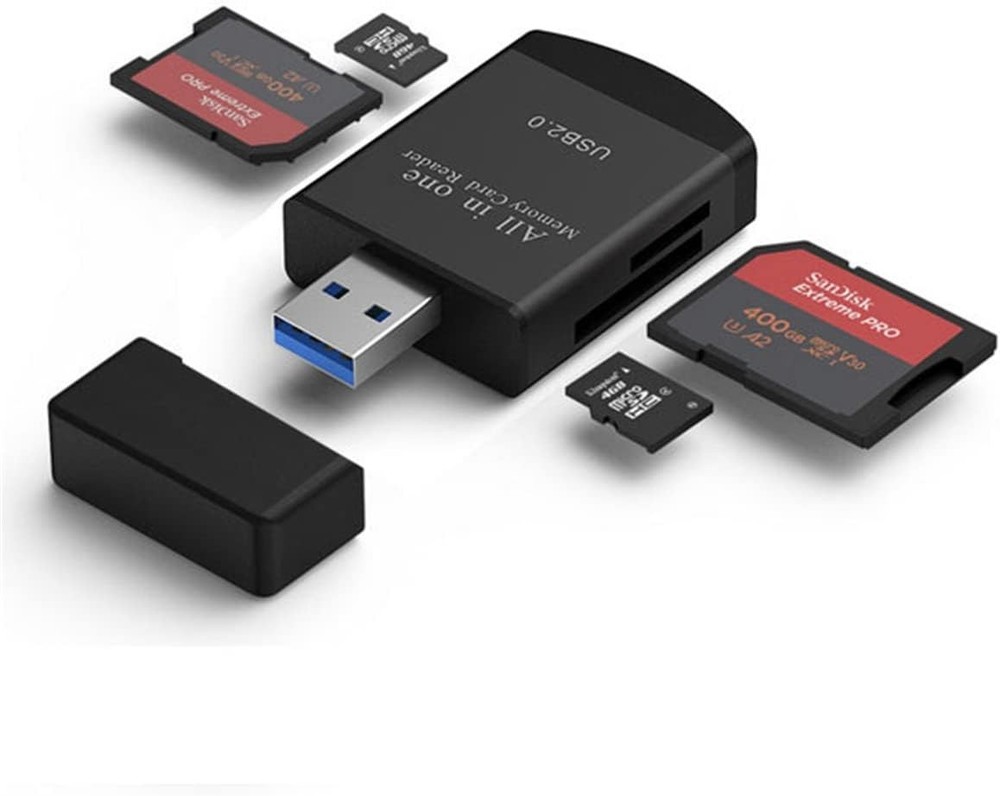 Sleek High-Speed 4-in-1 Card Reader for Effortless Data Transfer & Compatibility