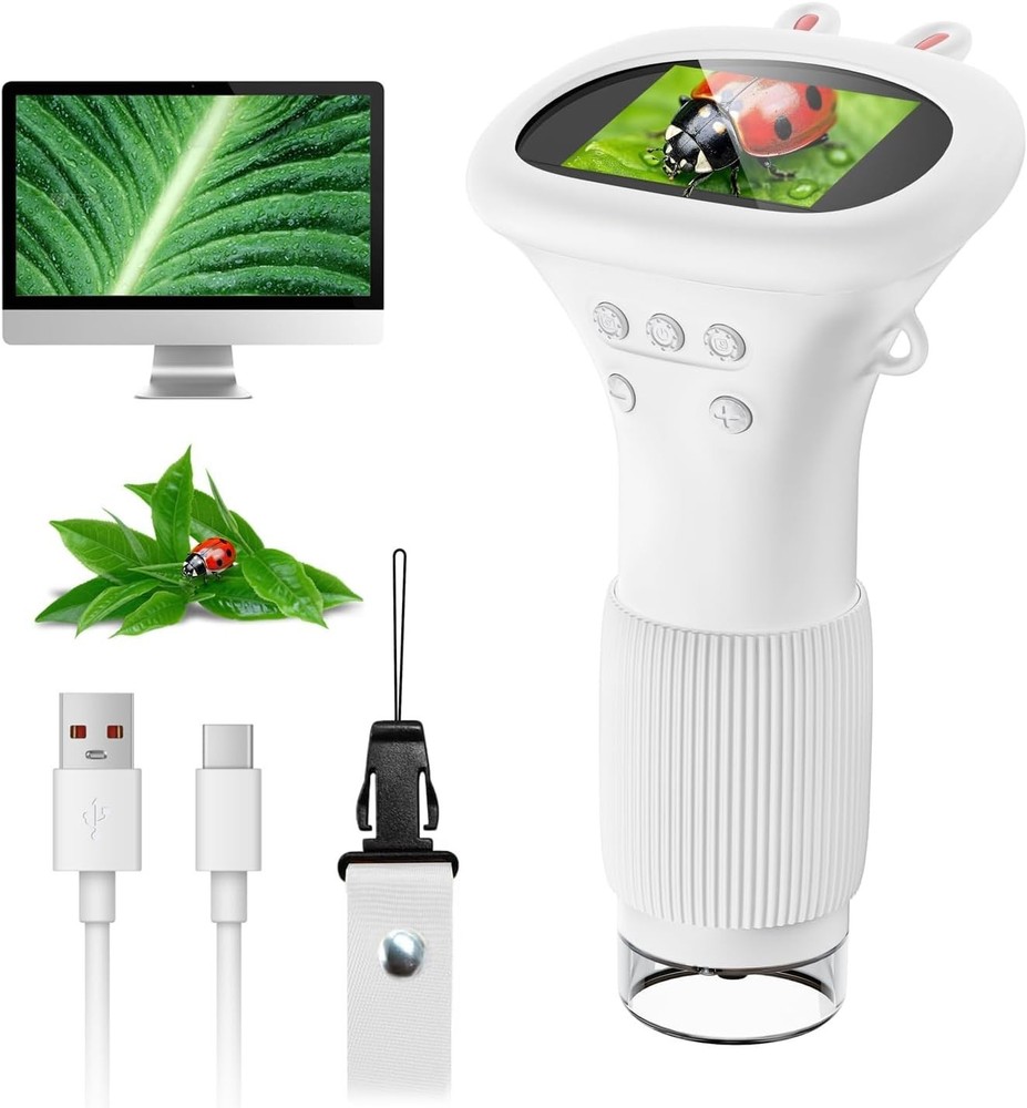 Handheld Mini Microscope for Kids - 1000X with LED Lights & USB Compatibility