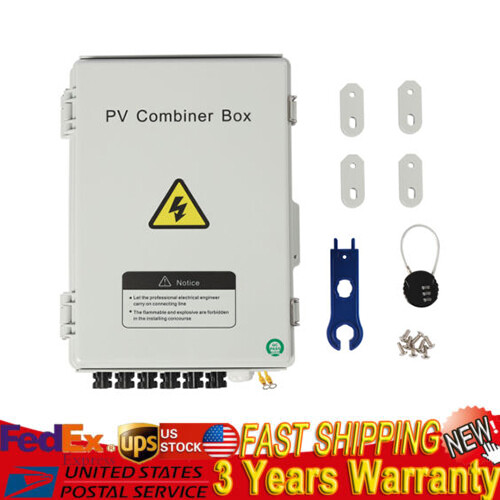 6 String Solar PV Combiner Box 15A Circuit Breaker for Solar Panel Plastic
