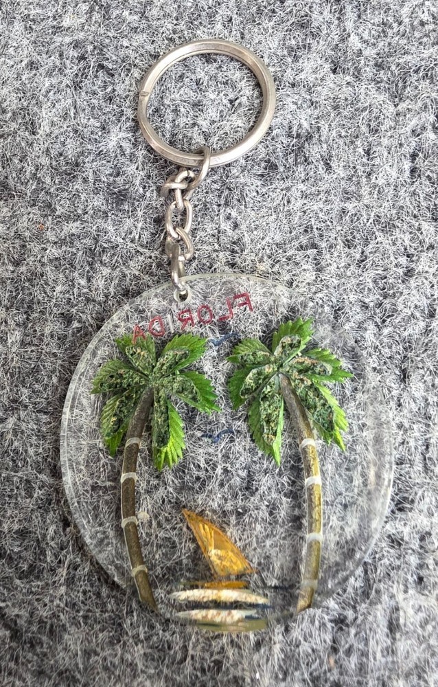 Florida Palm Tree & Sailboat Clear Keychain Souvenir