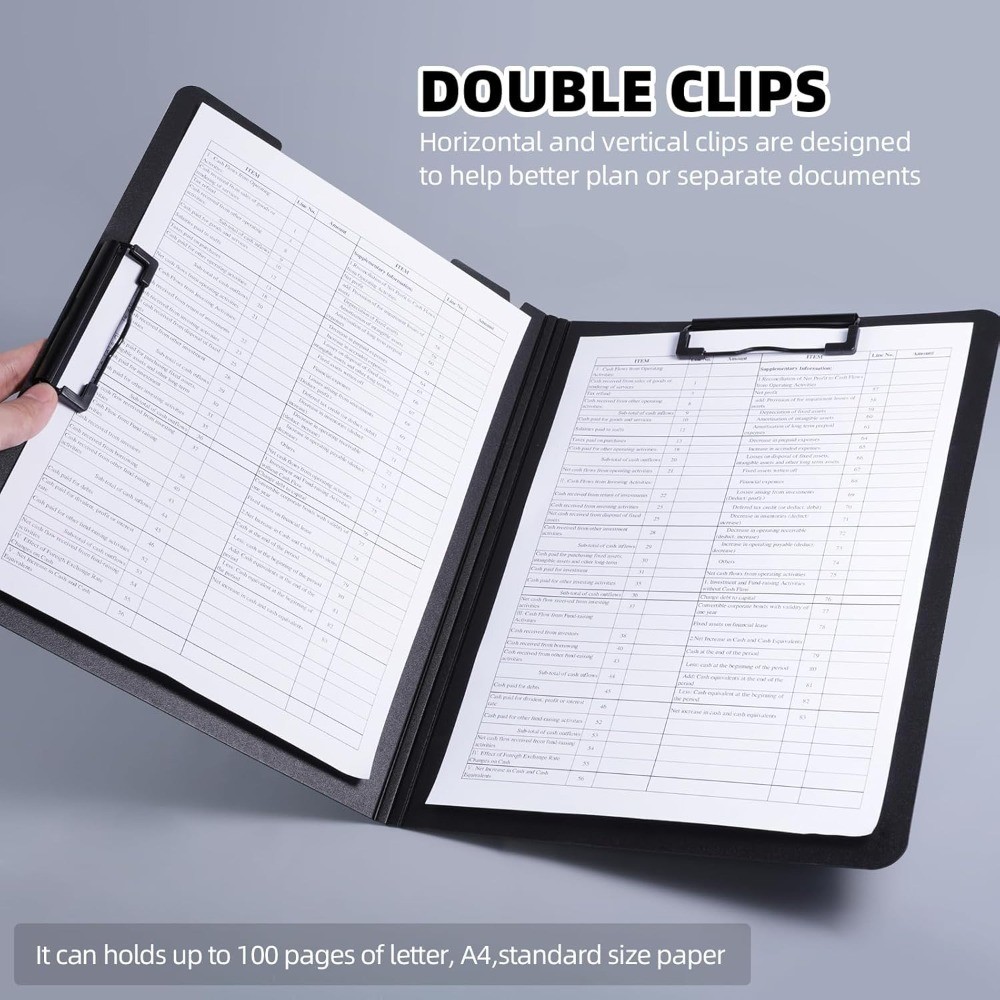 Foldable A4 Clipboard Folder with 360 Degree Rotation Double Metal Clips