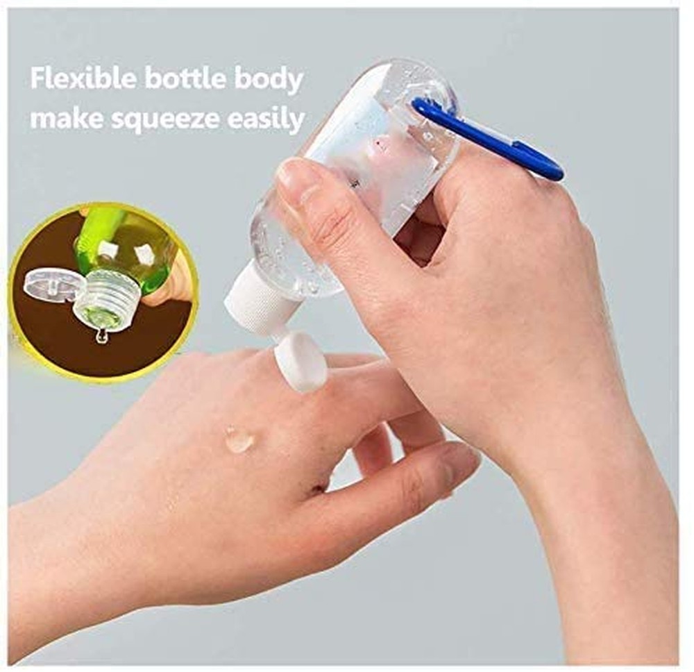30 Pack Travel Plastic Clear Keychain Bottles, Leakproof Refillable Empty Bot...