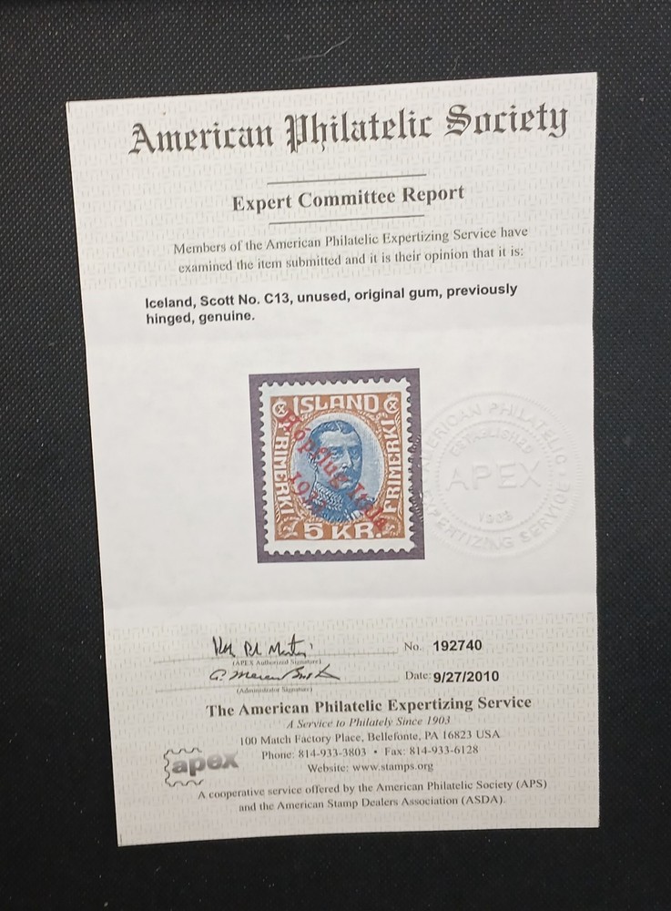 Iceland 1933 Scott #C12-C14 Mint With Four Certification