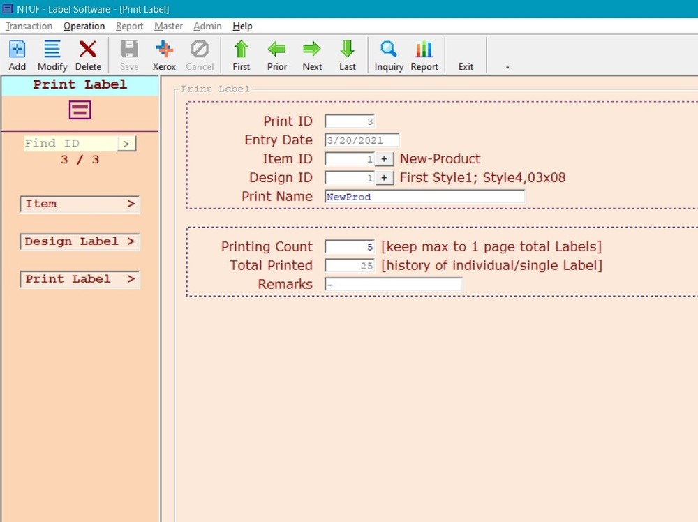 Inventory Item Label Maker Software - Tag Marker NTUF