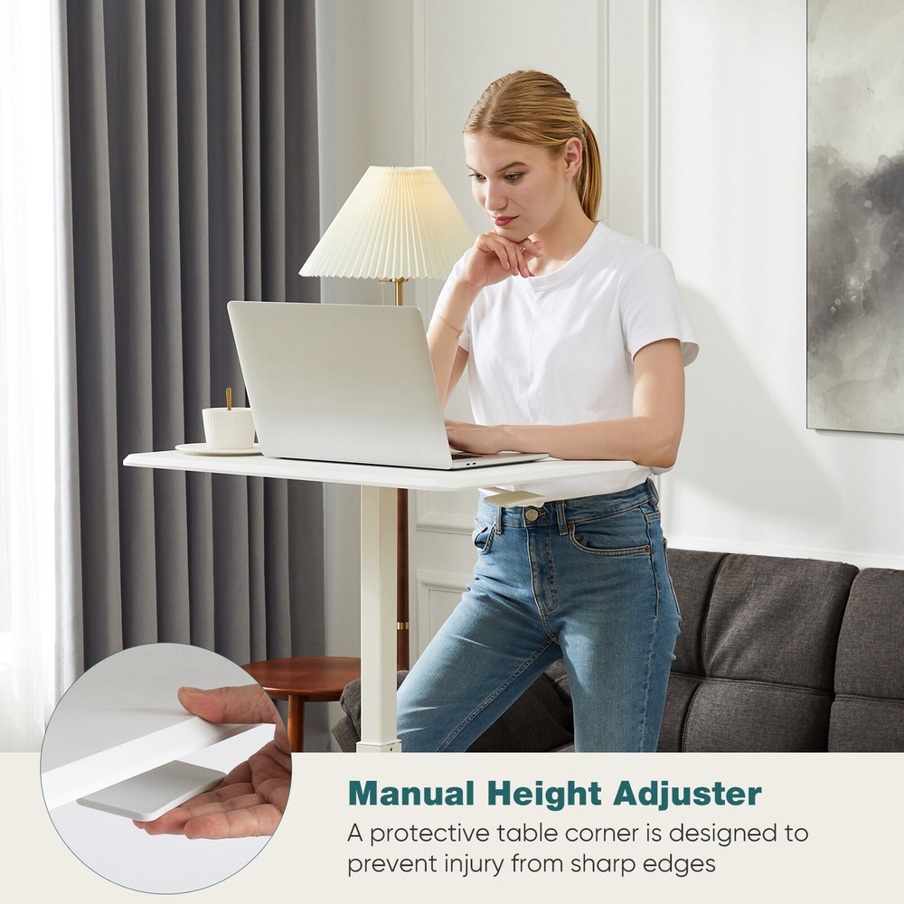 Adjustable Height Mobile Standing Desk with Wheels - Rolling Laptop Table