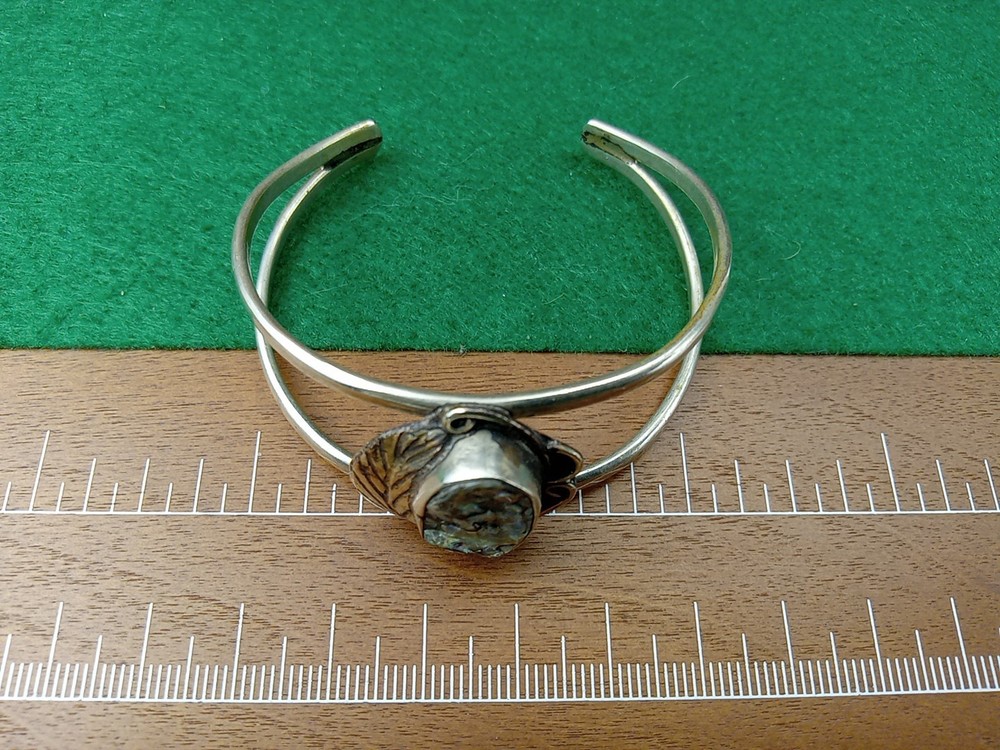 Native Abalone Sterling Silver Ring And Braclet Ring Size 6 And 3 Inch Braclet