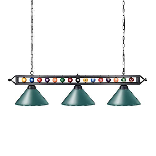 59" Pool Table Light, 3 Lights Hanging Pool Table Lighting, Adjustable Green