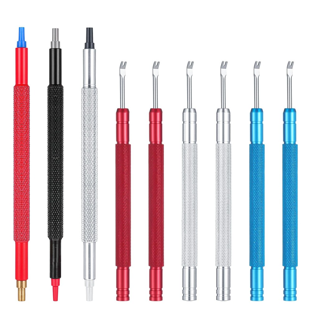 guduling 9 Pcs Watch Hand Tool,6 in 1 Silver, Blue, Red, Black