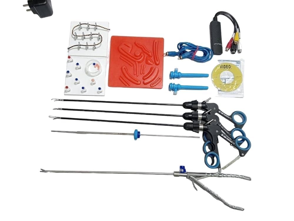 Laparoscopic Endo Trainer Box Simulator HD Camera Training Instrument Set 14pc