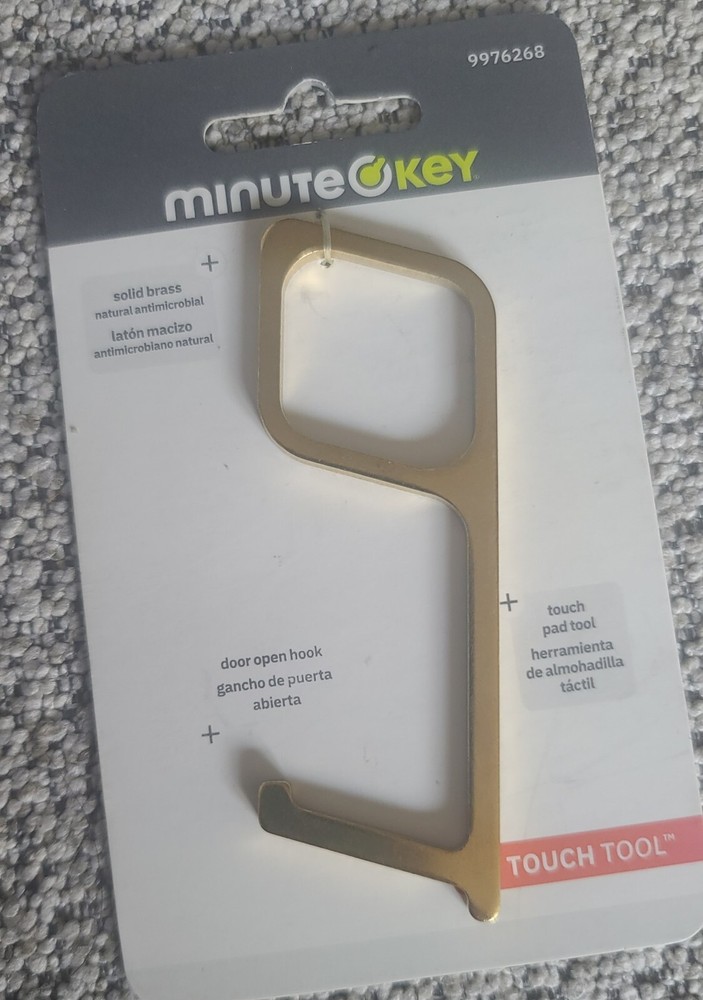 Minute Key No Touch Tool by Hillman Solid Brass Anti microbial Many Uses