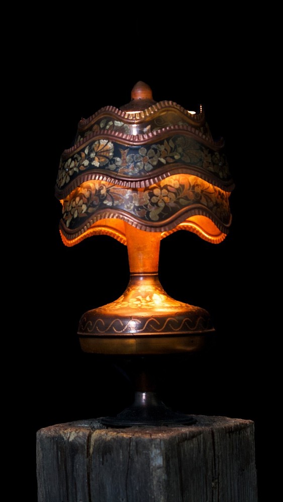 Vintage Copper Etched Turkish Lamp
