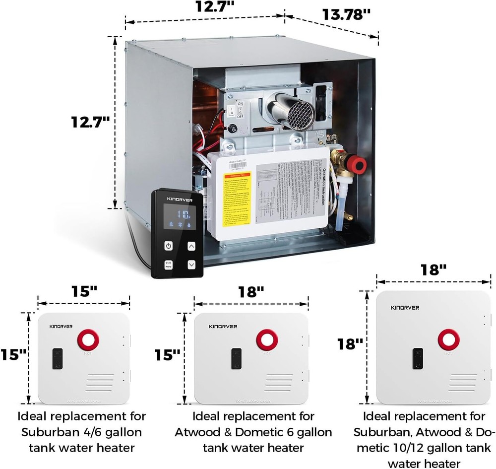 48,000BTU RV Tankless Water Heater RV Propane Gas Hot Water W/0 Door For All RVs