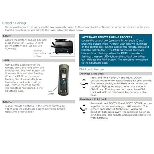 Replacement Remote Control for Tempurpedic Ergo Adjustable Bed Base RF358A RF502