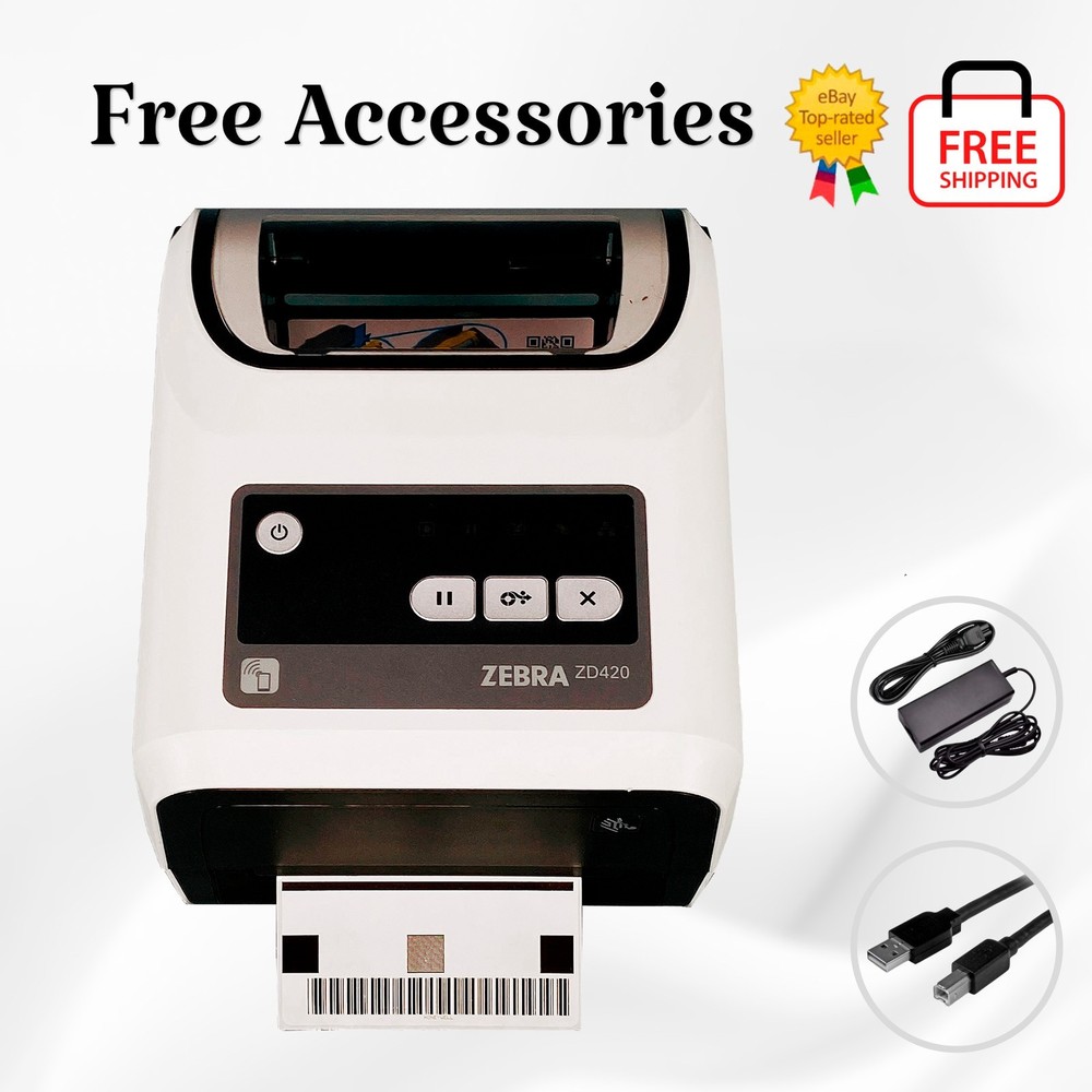FULLY TESTED Zebra ZD420 Thermal Transfer Barcode Label Printer USB BT WiFi