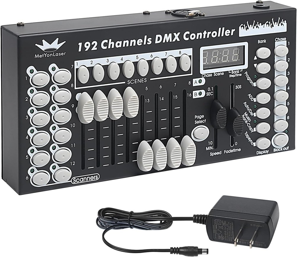 Compact 192-Channel DMX Controller with LCD Display for Stage Lighting Mastery