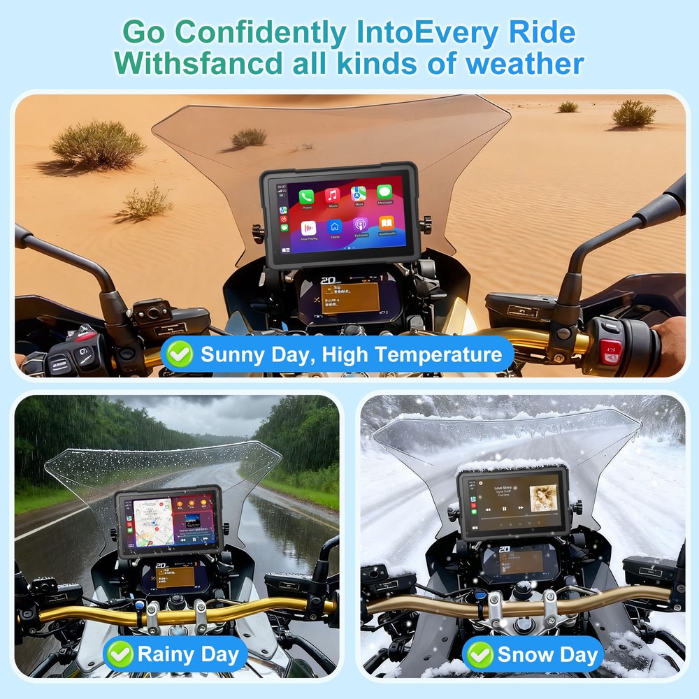 7" BMW Motorcycle CarPlay Data Reading, Light Sensor, Music Sharing, Intercom