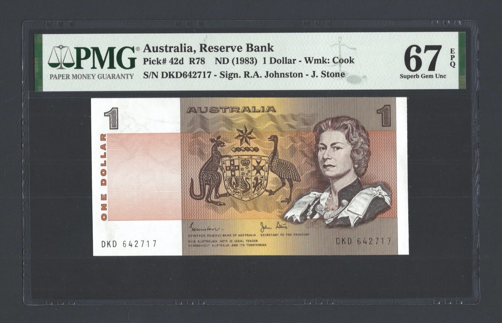 Australia One Dollar ND(1983) P42d Uncirculated Grade 67