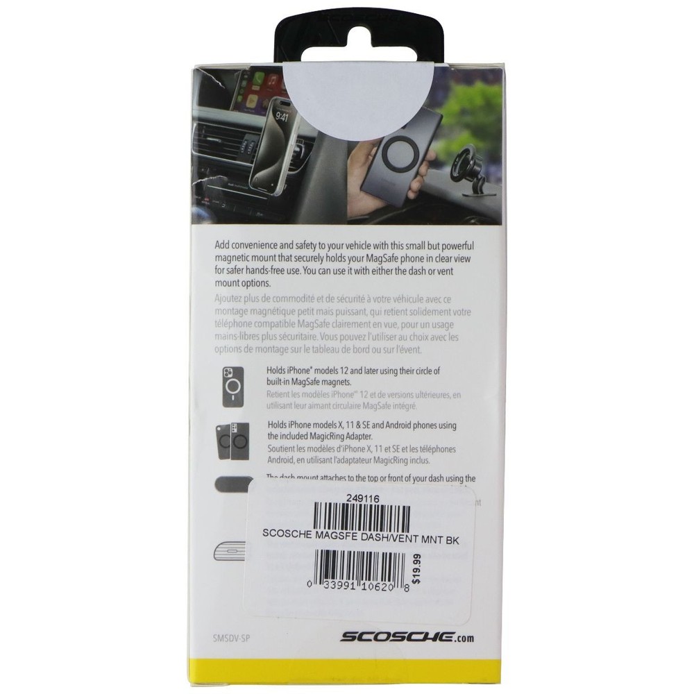 Scosche MagicMount MagSafe Dash/Vent Car Mount with Vent Clip - Black
