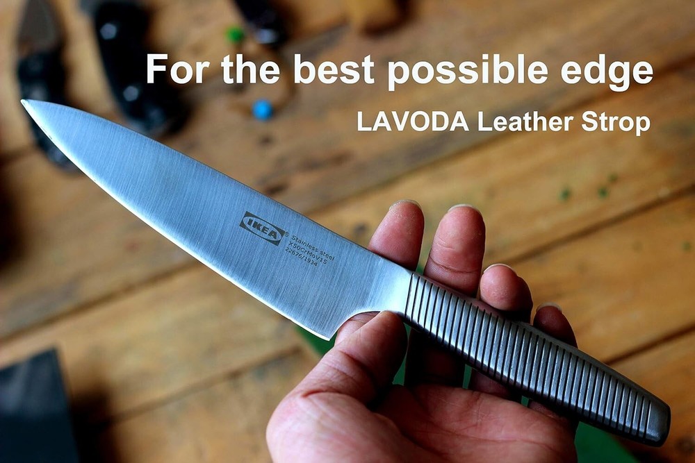 Leather Strop Paddle 3" by 15" with Compound, Large Double-Sided Knife Sharpener