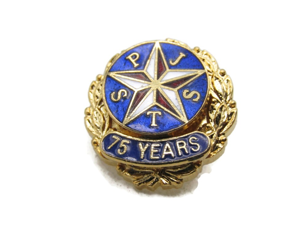 PJSTS 75 Years Pin Blue & Gold Tone