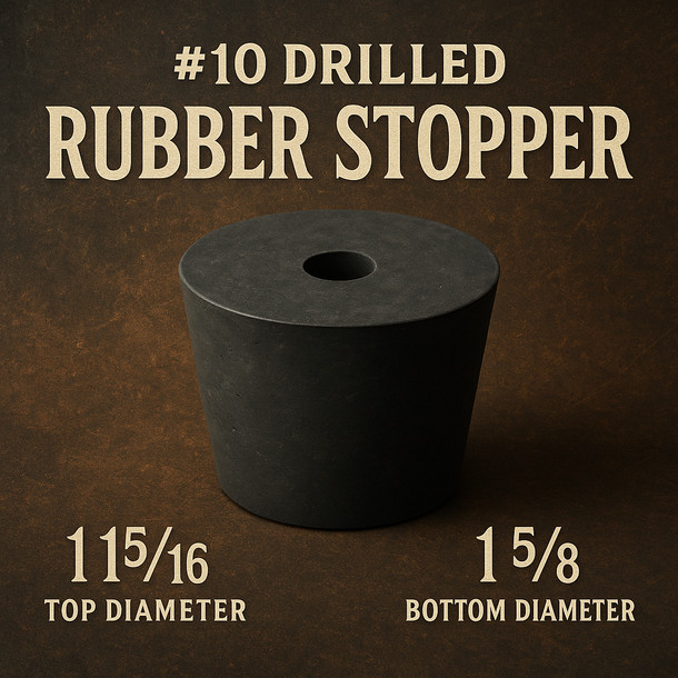 LD Carlson No. 10 Drilled Rubber Stopper