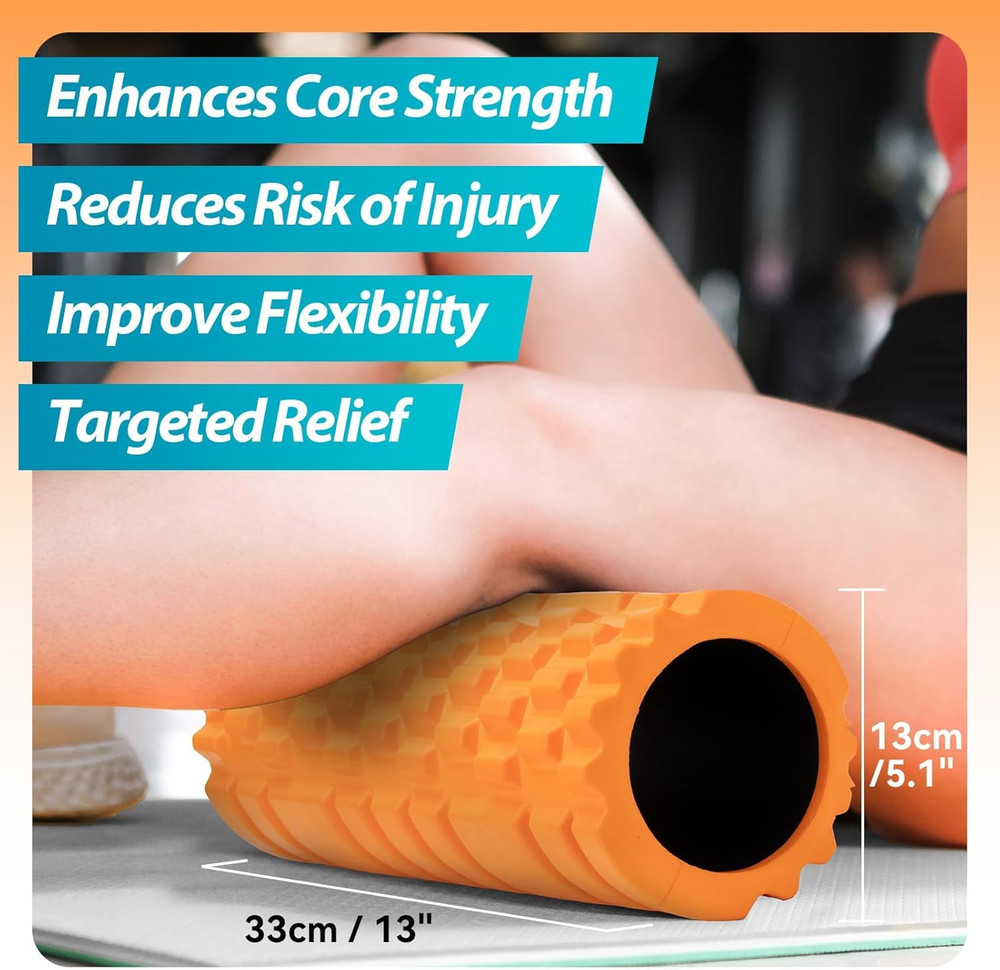 Foam Roller High Density 13" Patented Exercise Roller for Deep Tissue Muscle Mas